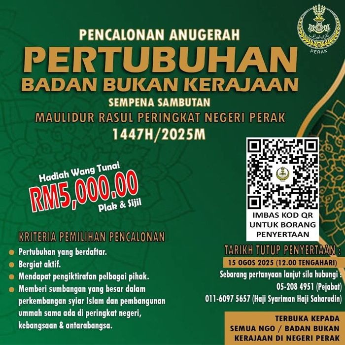 PENCALONAN ANUGERAH BADAN BUKAN KERAJAAN SEMPENA MAULIDUR RASUL 1447H
